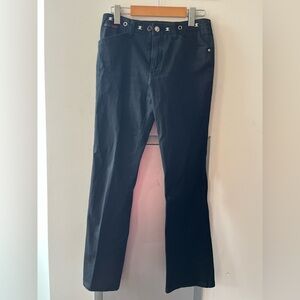 onitsuka  by K.C.NG Vintage Skull hardware Embellished Black Trousers